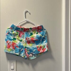 Old Navy Light Blue Floral Athletic Shorts with Red and Green Accents